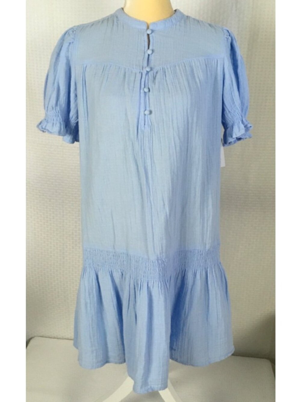 Time and Tru Dress Size S 4 to 6 Light Blue Drop Waist Short Sleeves New w Tag